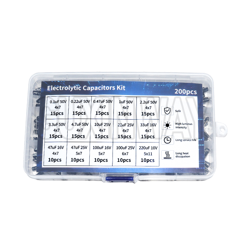 Capacitor Kit Assortment - 200pcs 15Values 10V 16V 25V 50V