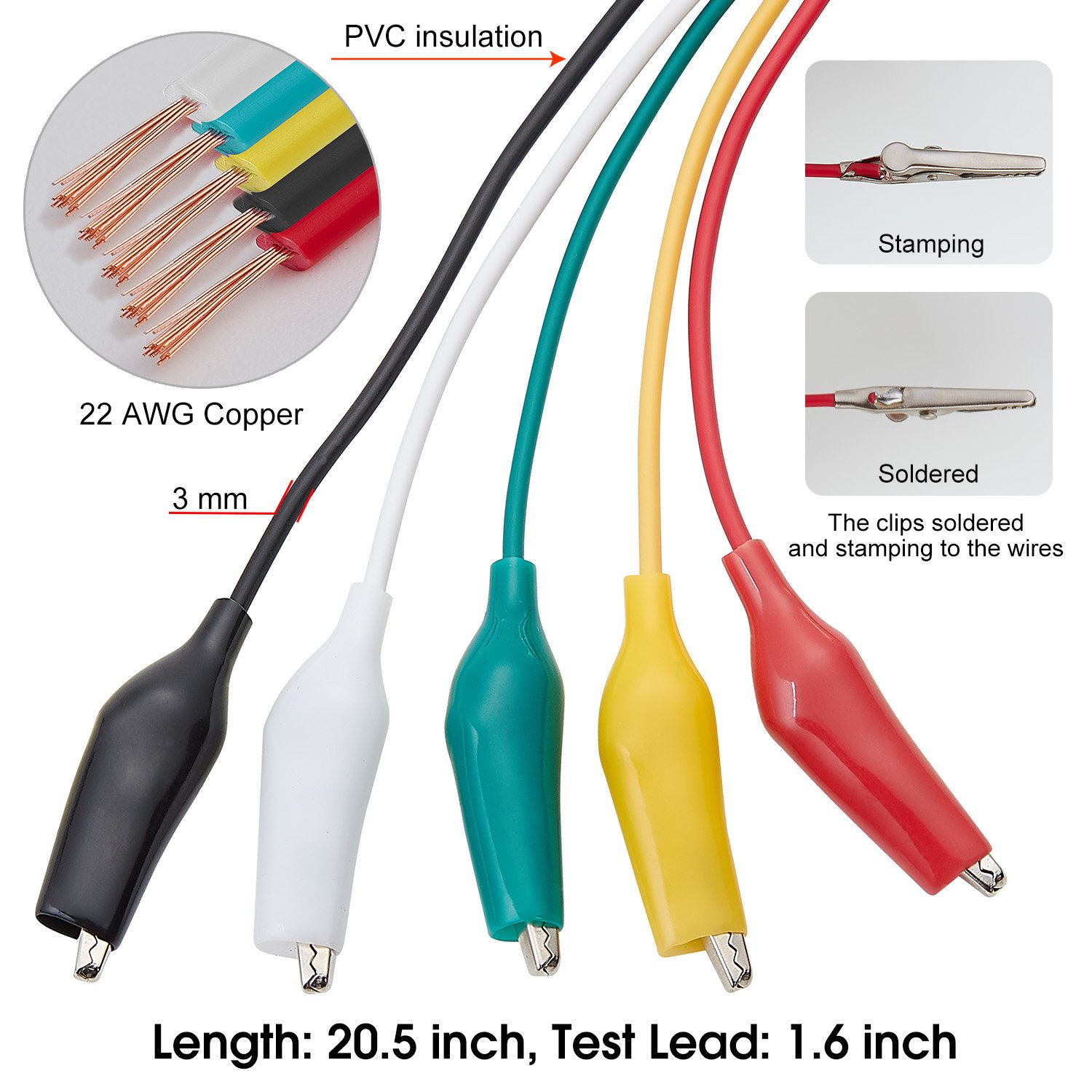 10pcs 50cm 35mm Alligator Clip - Crocodile Clip Set recension och pris
