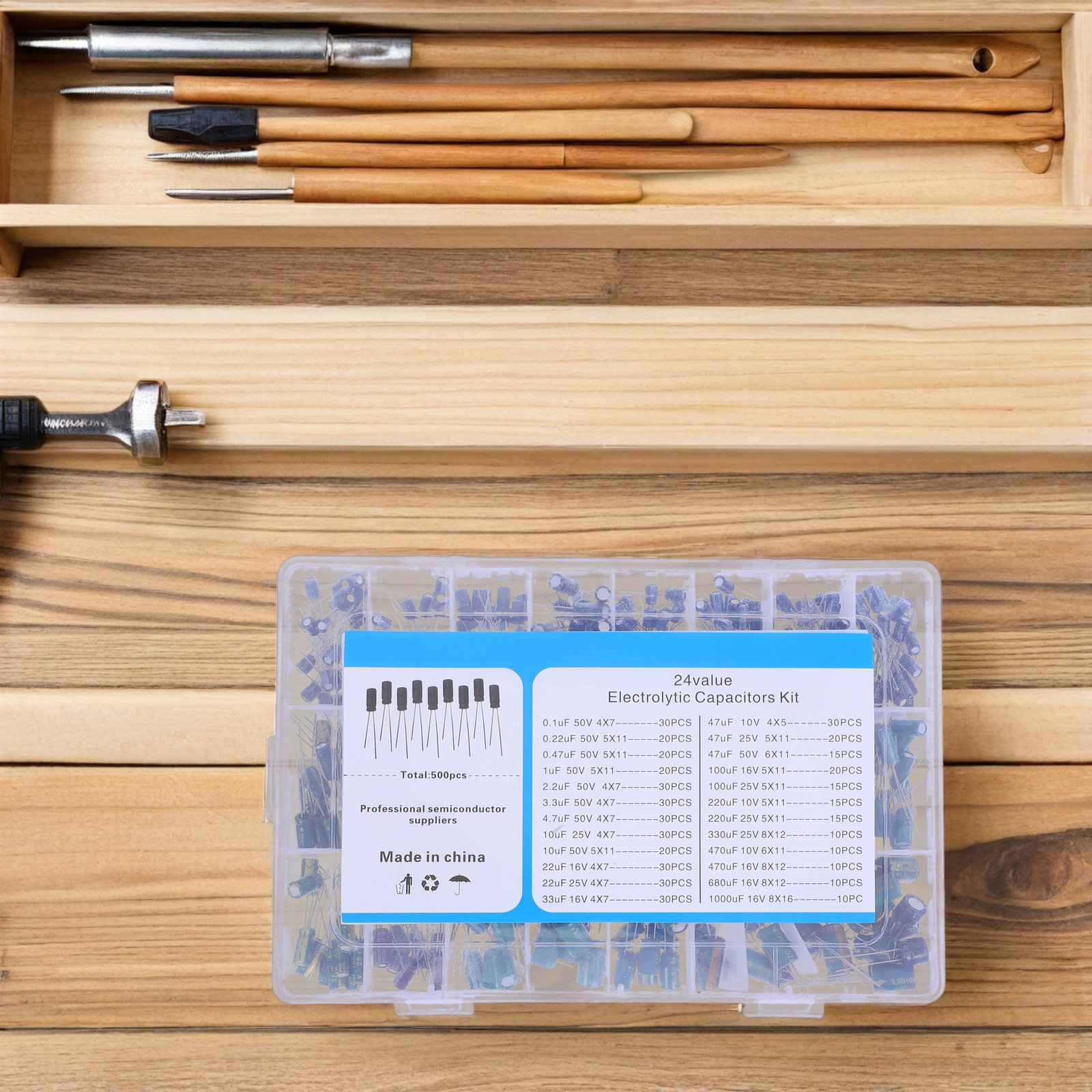 500Pcs Aluminum Electrolytic C - Capacitor Kit Assortment recension och pris