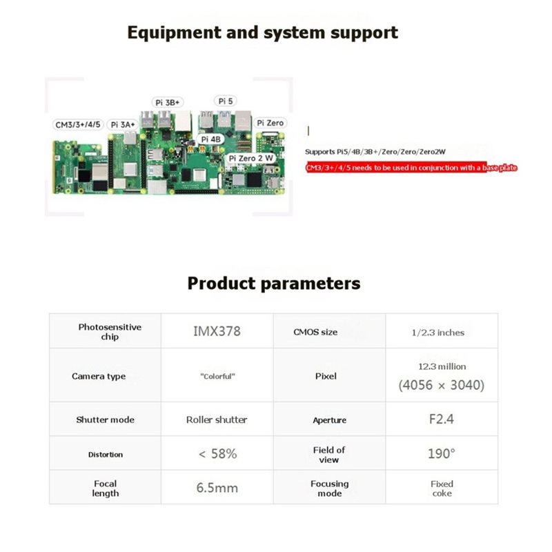 IMX378-190 12.3MP Camera Fishe - Raspberry Pi Zero recension och pris