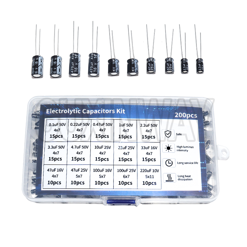200pcs 15Values 10V 16V 25V 50 - Capacitor Kit Assortment recension och pris